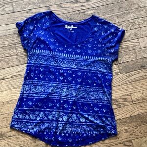 Lucky Brand Royal Blue Patterned Tee